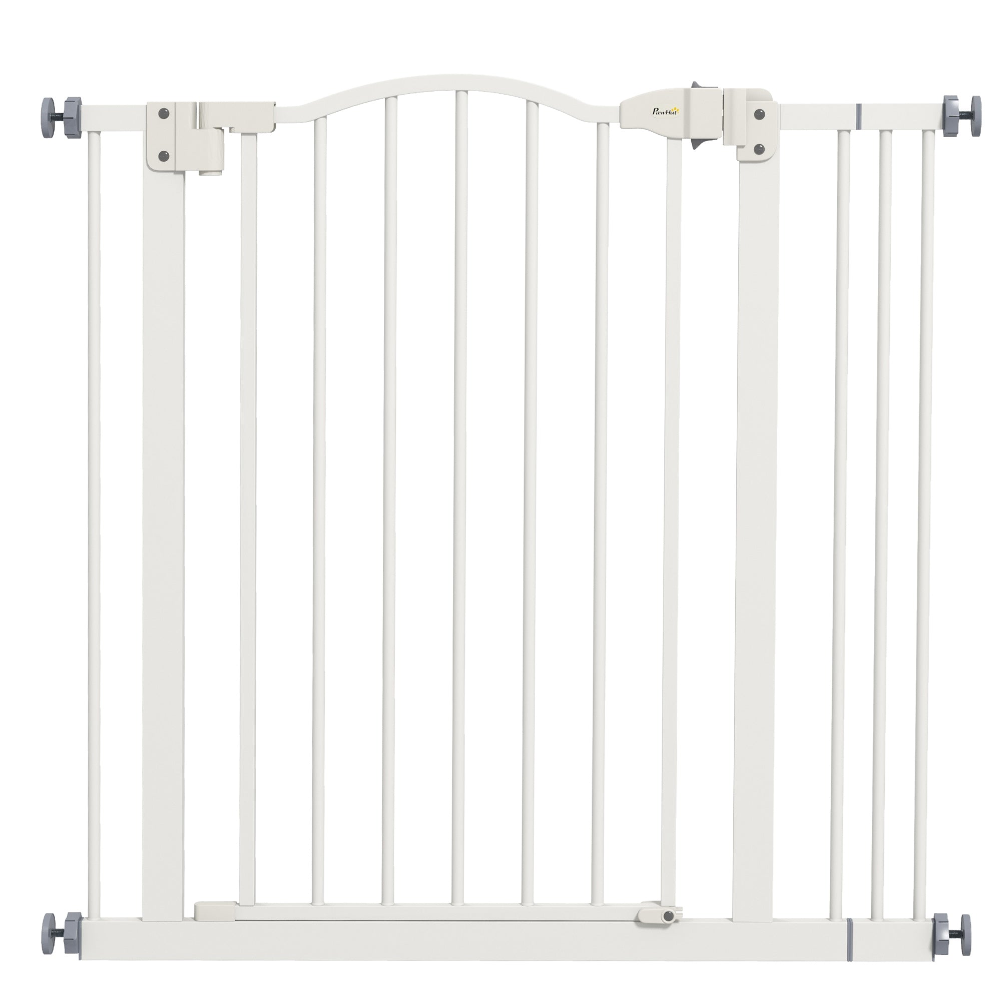 PawHut Pressure Fit Dog Stair Gate No Drilling Safety Gate Auto Close for Doorways, Hallways, 74-87cm Adjustable, 78cm Tall, White