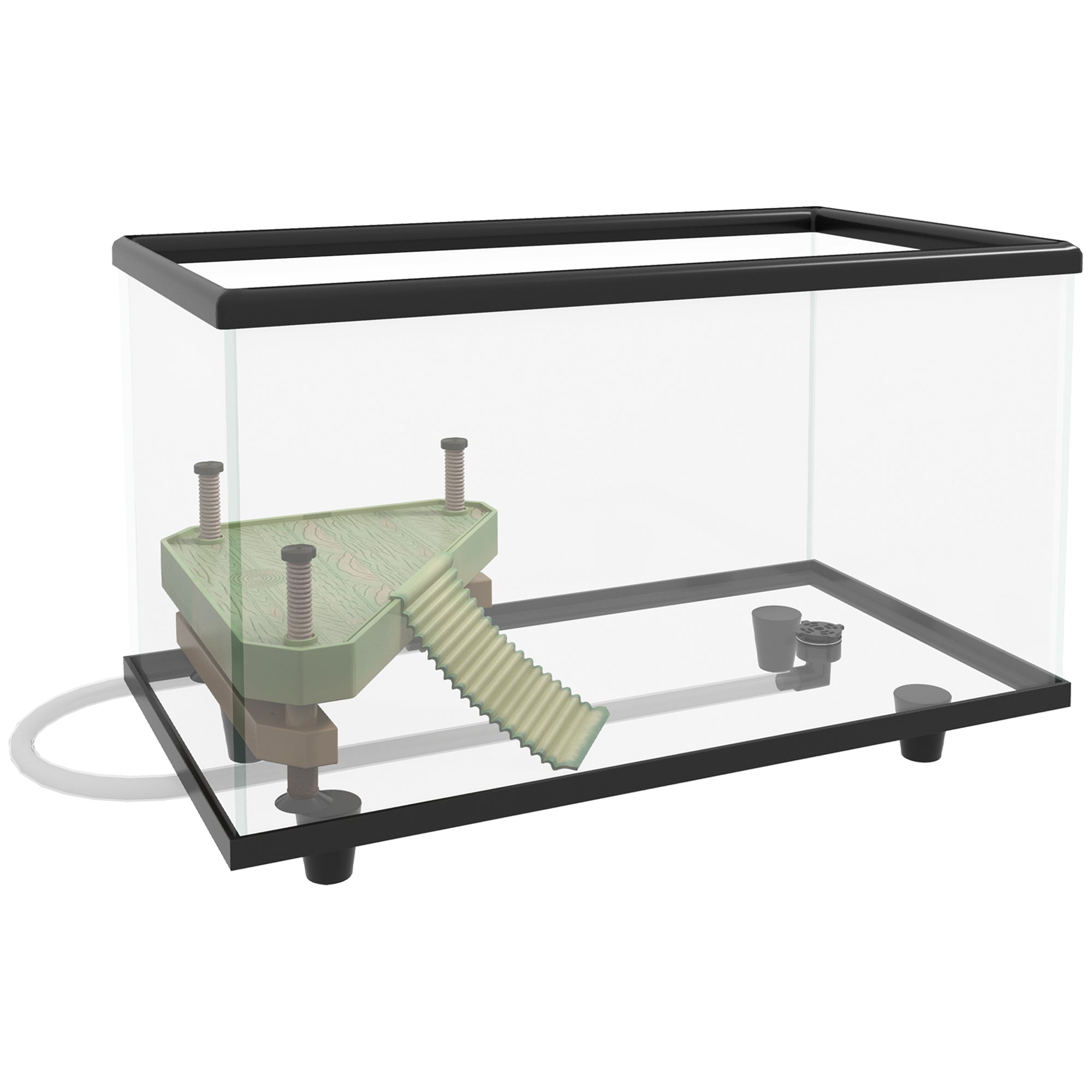 PawHut Turtle Tank, 28L Glass Turtle Aquarium with Basking Platform, Ramp, Easy Drainage, Strip Patch Thermometer, for Small Turtles, 45 x 25 x 29cm