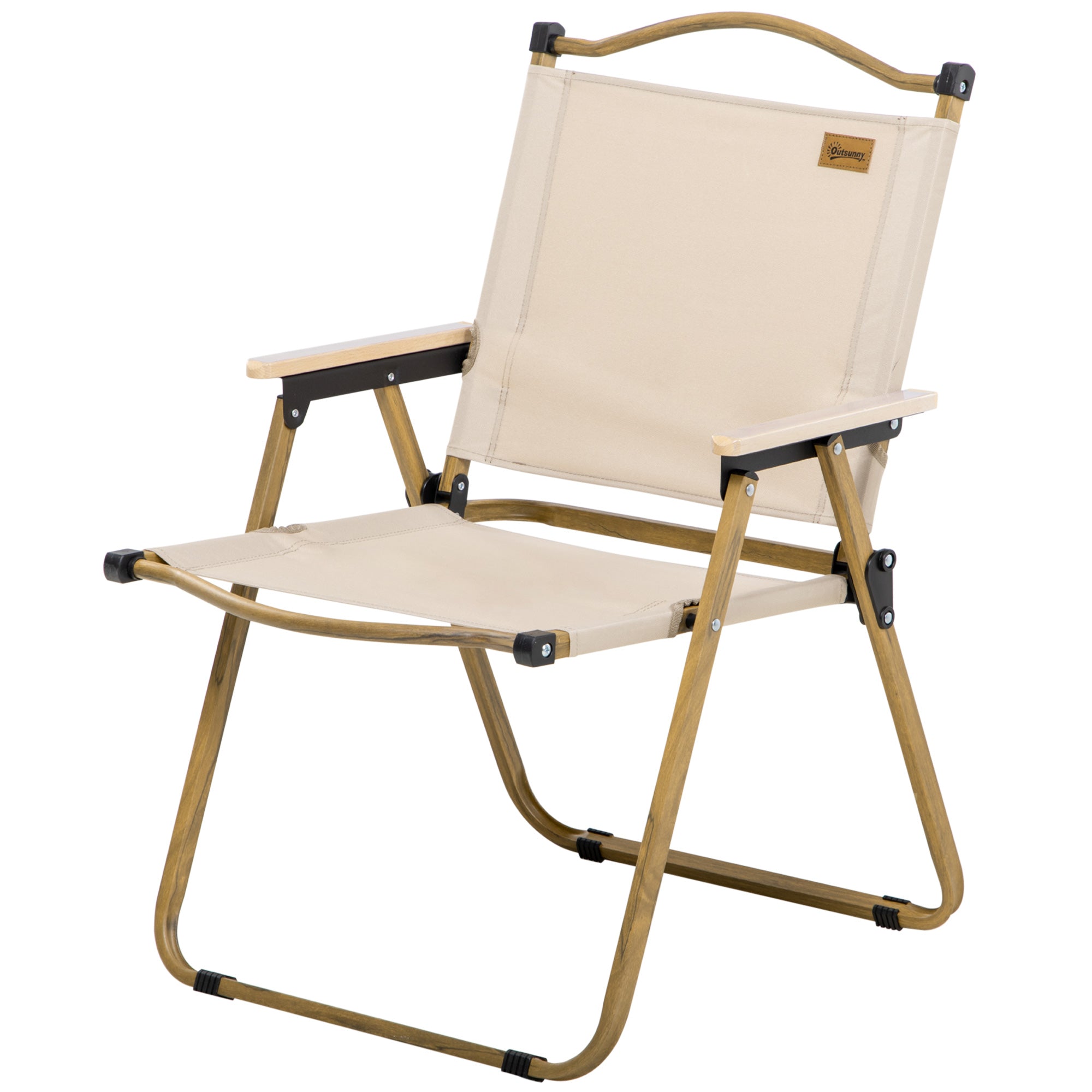 Outsunny Camping Chair, Lightweight Folding Chair, Portable Armchair, Excellent for Festivals, Fishing, Beach and Hiking, Khaki