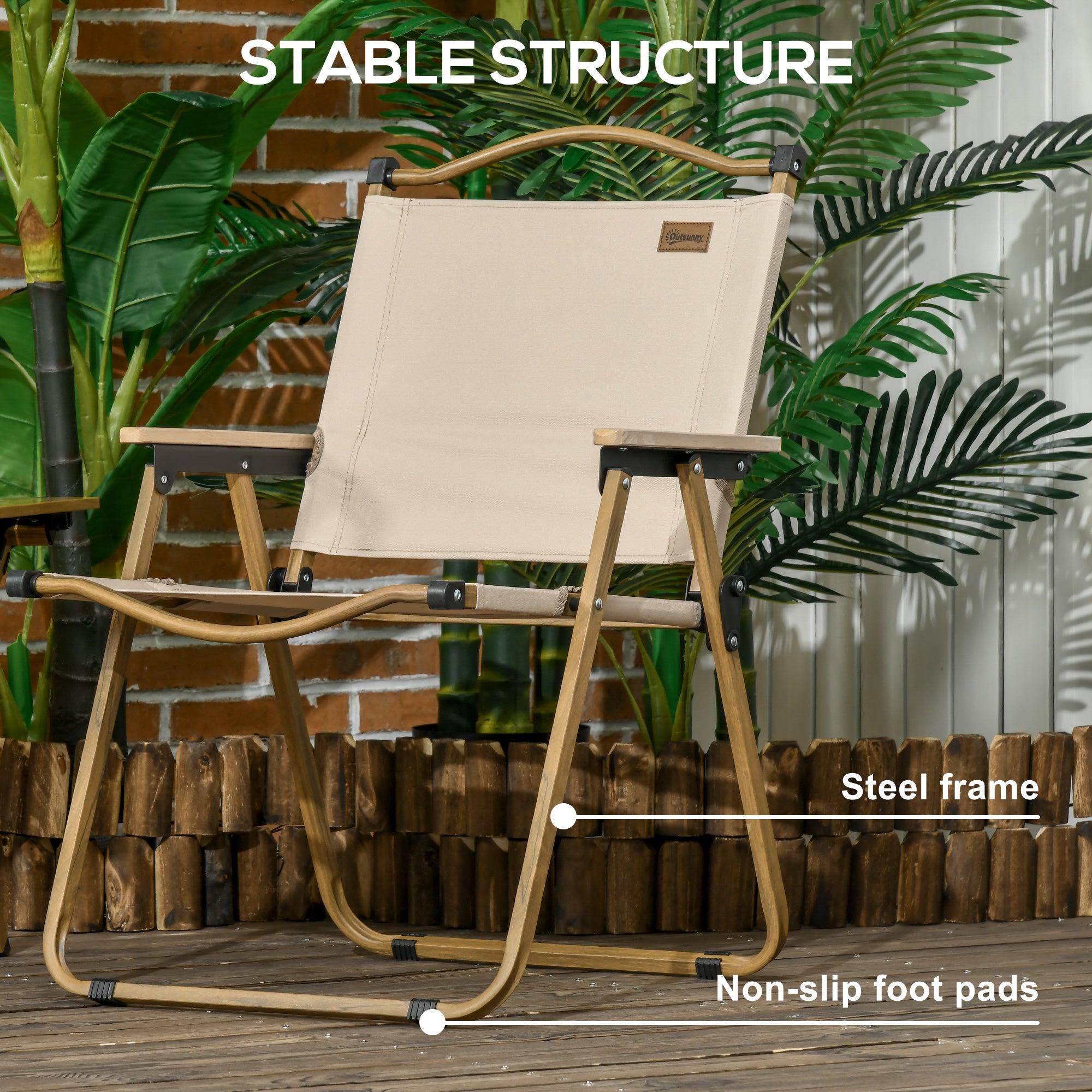 Outsunny Camping Chair, Lightweight Folding Chair, Portable Armchair, Excellent for Festivals, Fishing, Beach and Hiking, Khaki