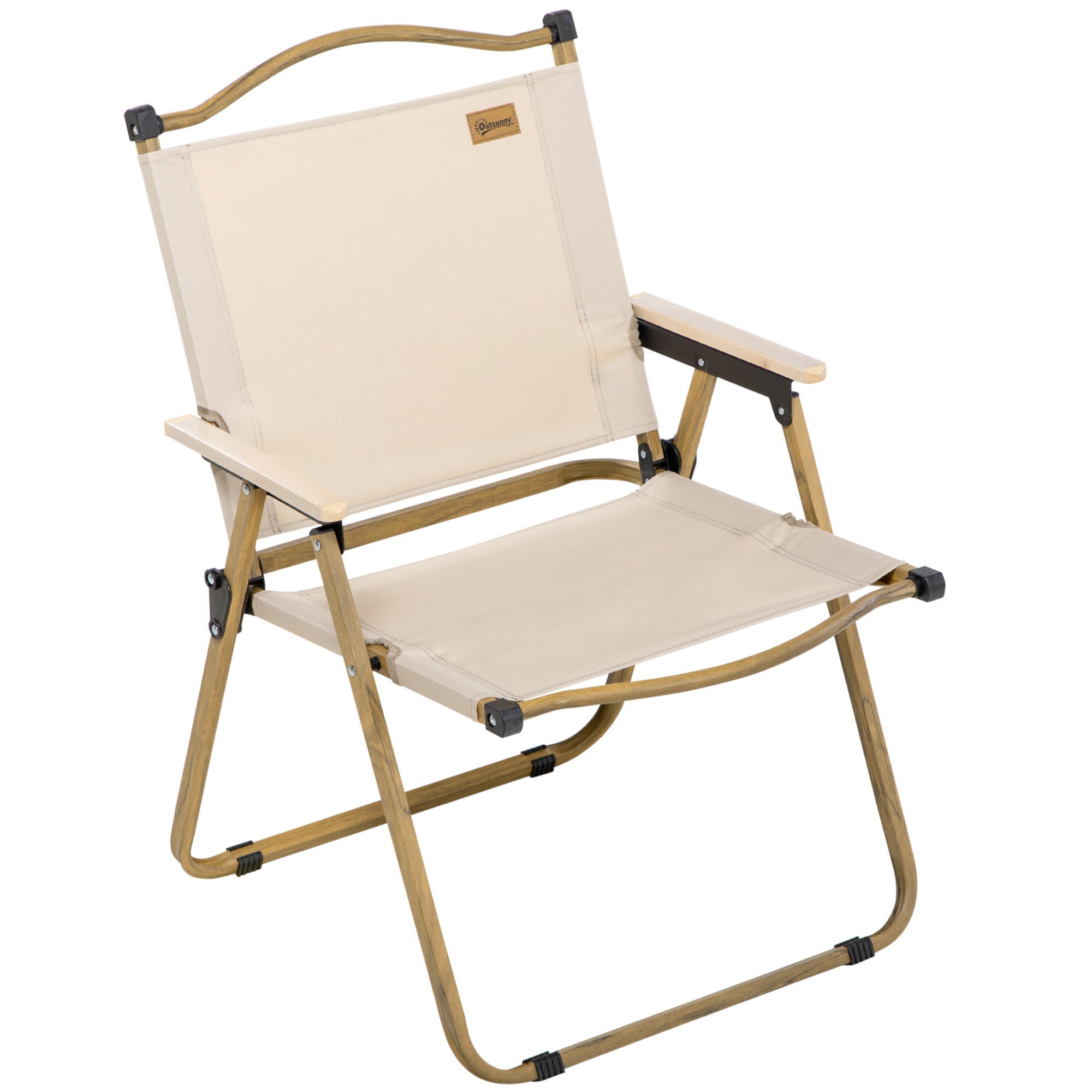 Outsunny Camping Chair, Lightweight Folding Chair, Portable Armchair, Excellent for Festivals, Fishing, Beach and Hiking, Khaki