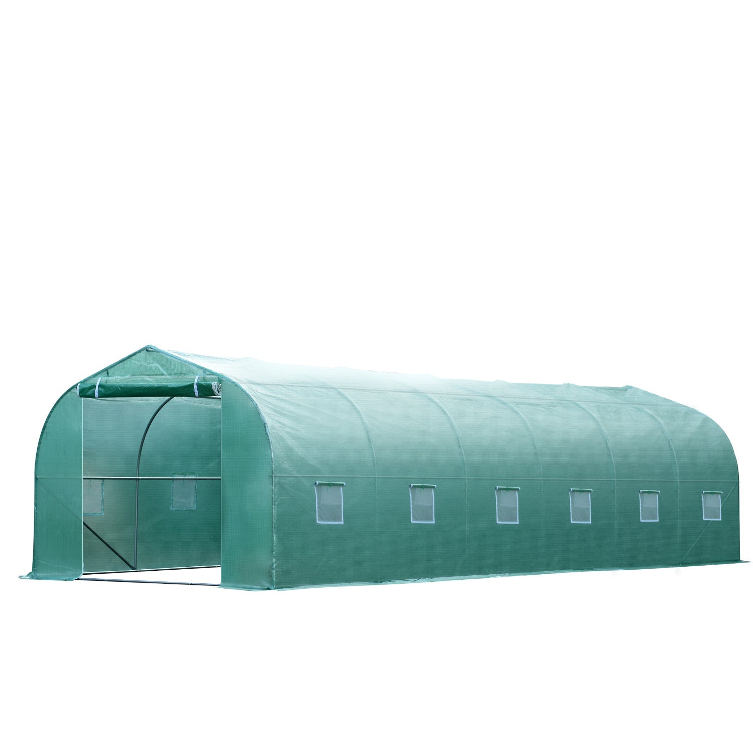 Outsunny 26' x 10' x 7' Large Steeple Walk-in Greenhouse Outdoor Garden Plant Seed Tunnel Grow Tent Steel Frame, Green