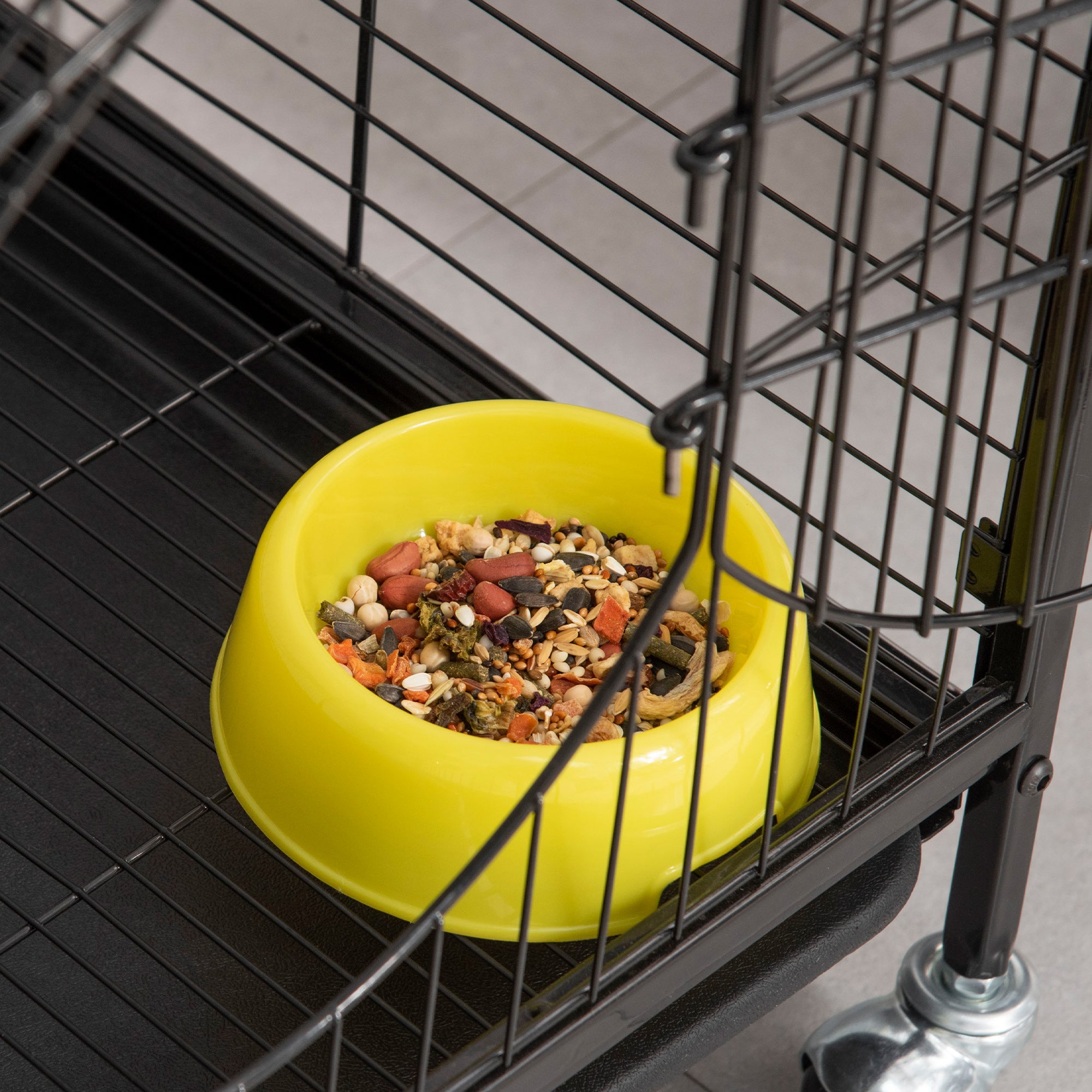 PawHut 36.6"H Metal Ferret Cage Small Animal Cage with Wheels, Metal Fet Fence Playpen for Rabbit Chinchilla with Doors, Platforms, Ramps, Sliding Tray