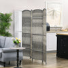 HOMCOM 4 Panels Room Divider, 6 Ft Tall Indoor Portable Folding Privacy Screens, Handwoven Freestanding Partition Wall Divider for Home Office, Gradient Grey
