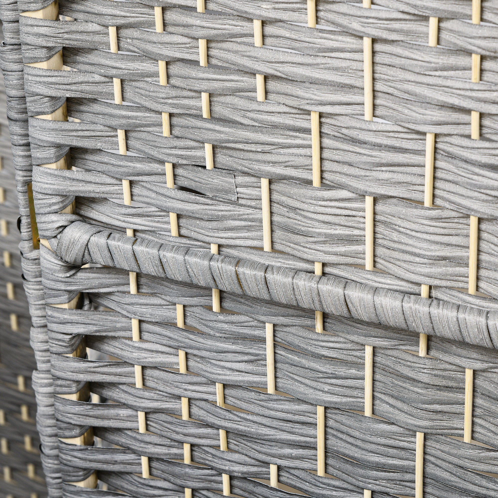 HOMCOM 4 Panels Room Divider, 6 Ft Tall Indoor Portable Folding Privacy Screens, Handwoven Freestanding Partition Wall Divider for Home Office, Gradient Grey