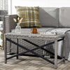 Outsunny Patio Wicker End Table, Outdoor PE Rattan Side Table, with Plastic Board Under the Full Woven Table Top for Patio, Garden, Balcony, Mixed Gray