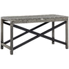 Outsunny Patio Wicker End Table, Outdoor PE Rattan Side Table, with Plastic Board Under the Full Woven Table Top for Patio, Garden, Balcony, Mixed Gray