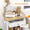 HOMCOM Rolling Kitchen Island Cart with Wood Top, Butcher Block Kitchen Cart on Wheels with Drawer, Storage Cabinet and Towel Rack, White