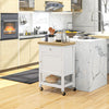 HOMCOM Rolling Kitchen Island Cart with Wood Top, Butcher Block Kitchen Cart on Wheels with Drawer, Storage Cabinet and Towel Rack, White