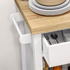 HOMCOM Rolling Kitchen Island Cart with Wood Top, Butcher Block Kitchen Cart on Wheels with Drawer, Storage Cabinet and Towel Rack, White