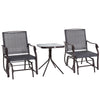 Outsunny 3 Piece Patio Glider Set, Outdoor Gliders with Glass Top Table, Breathable Mesh Seat, or Garden, Country Yard, Porch, Grey