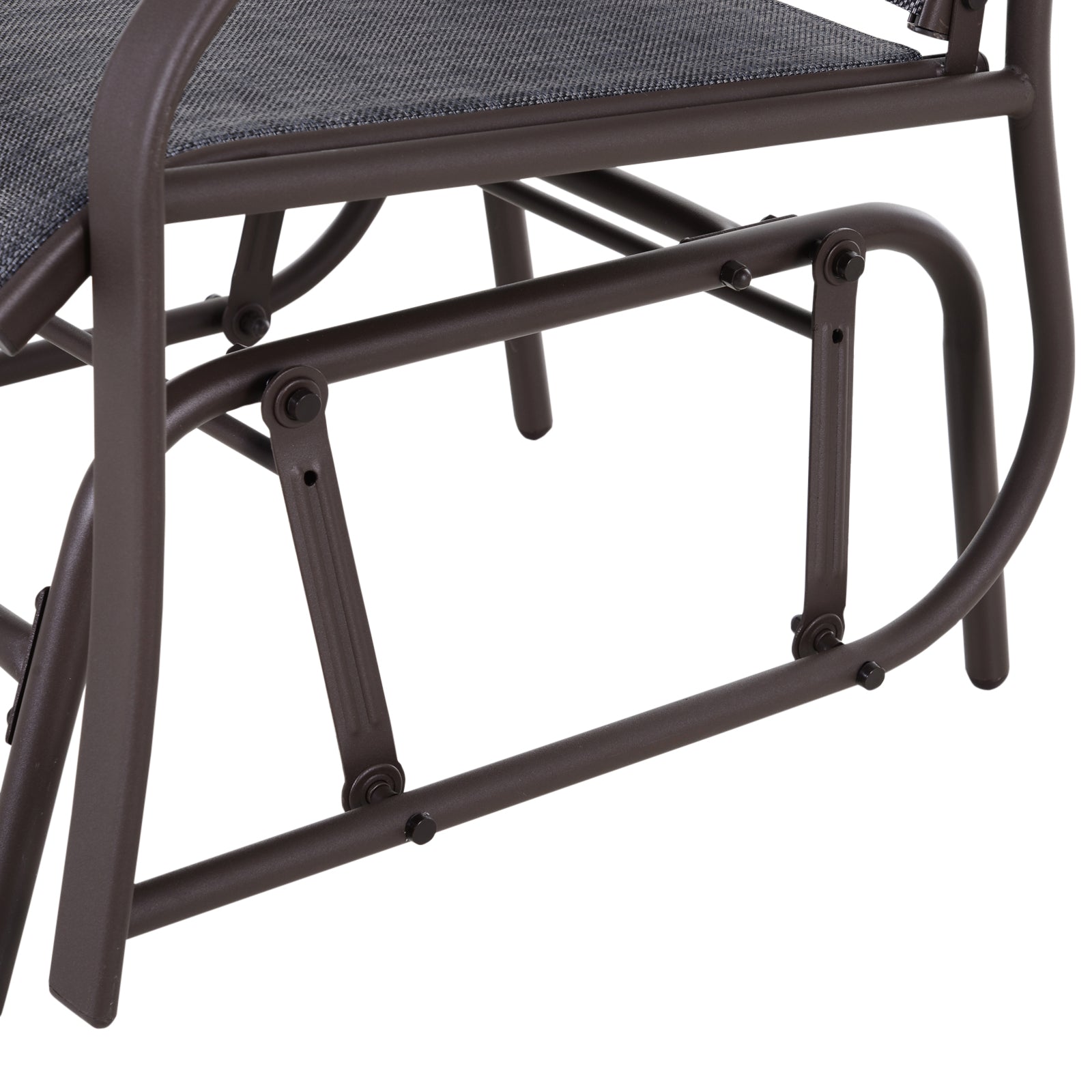 Outsunny 3 Piece Patio Glider Set, Outdoor Gliders with Glass Top Table, Breathable Mesh Seat, or Garden, Country Yard, Porch, Grey