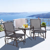 Outsunny 3 Piece Patio Glider Set, Outdoor Gliders with Glass Top Table, Breathable Mesh Seat, or Garden, Country Yard, Porch, Grey