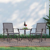 Outsunny 3 Piece Patio Glider Set, Outdoor Gliders with Glass Top Table, Breathable Mesh Seat, or Garden, Country Yard, Porch, Grey
