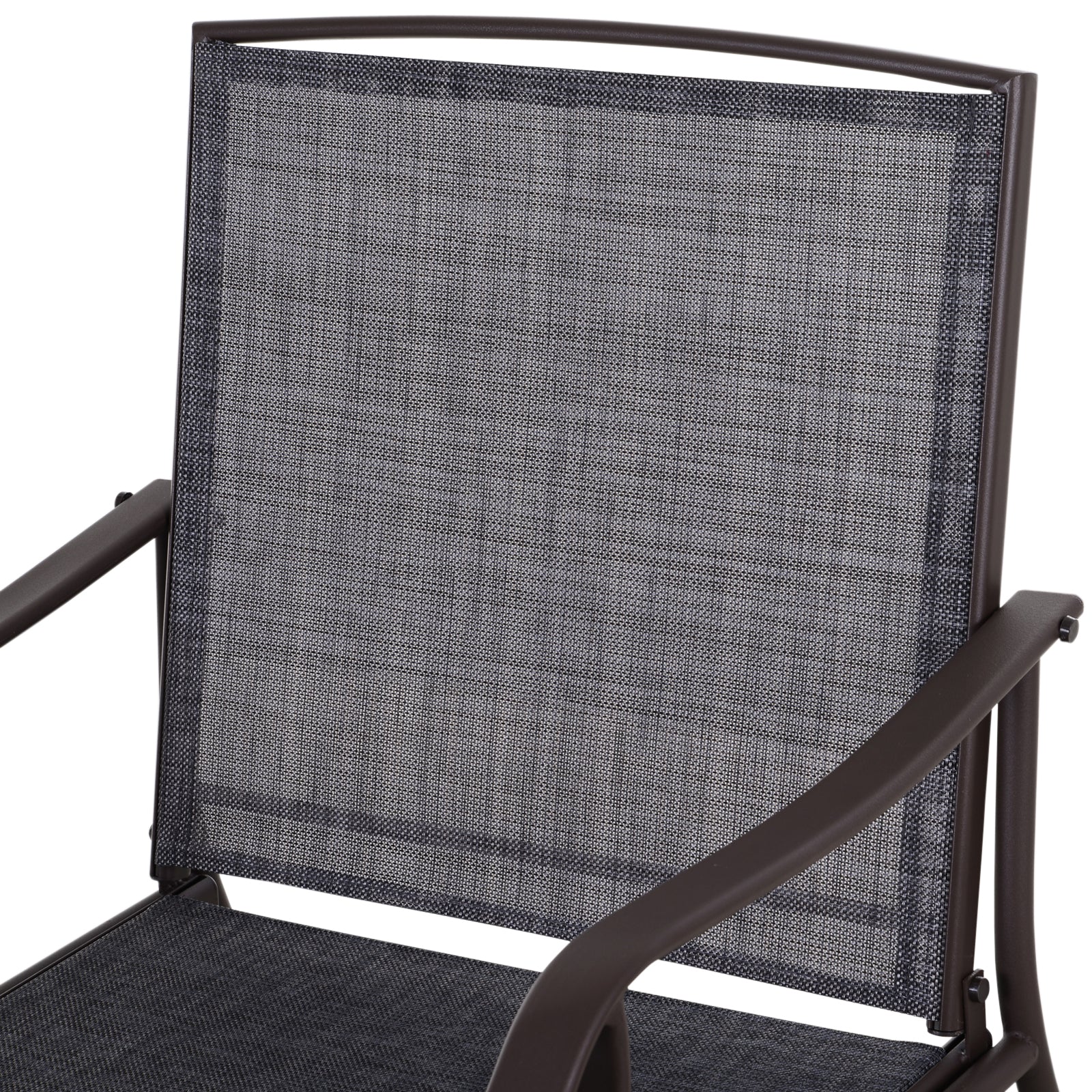 Outsunny 3 Piece Patio Glider Set, Outdoor Gliders with Glass Top Table, Breathable Mesh Seat, or Garden, Country Yard, Porch, Grey