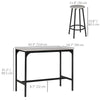 HOMCOM 5-Piece Counter Height Bar Table Set, Dining Table Set for 4 with Bar Stools, Kitchen Table and Chairs for Pub, Dining Room, Grey