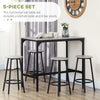 HOMCOM 5-Piece Counter Height Bar Table Set, Dining Table Set for 4 with Bar Stools, Kitchen Table and Chairs for Pub, Dining Room, Grey