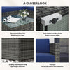 Outsunny 4 Pieces Garden Rattan Furniture Set, Wicker Patio Furniture Outdoor Conversation Set with Corner Sofa Loveseats Coffee Table Cushions for Backyard Pool, Navy Blue
