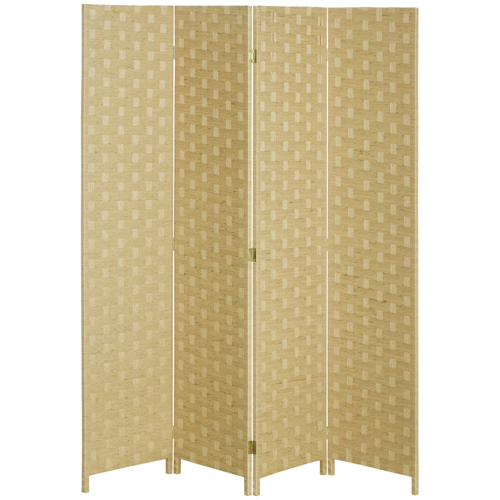 HOMCOM 5.6 Ft. Tall 4-Panel Room Divider, Paper Panel Freestanding Folding Privacy Screen Panels, Partition Wall Divider for Indoor Bedroom Office