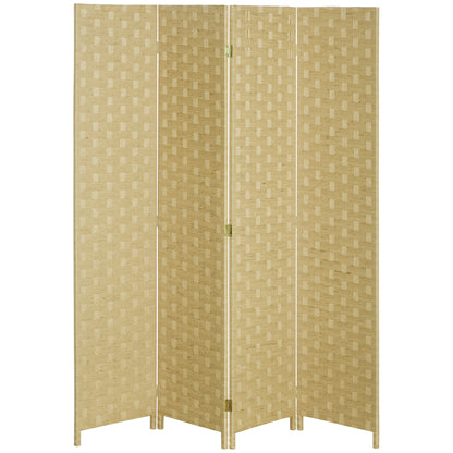HOMCOM 5.6 Ft. Tall 4-Panel Room Divider, Paper Panel Freestanding Folding Privacy Screen Panels, Partition Wall Divider for Indoor Bedroom Office