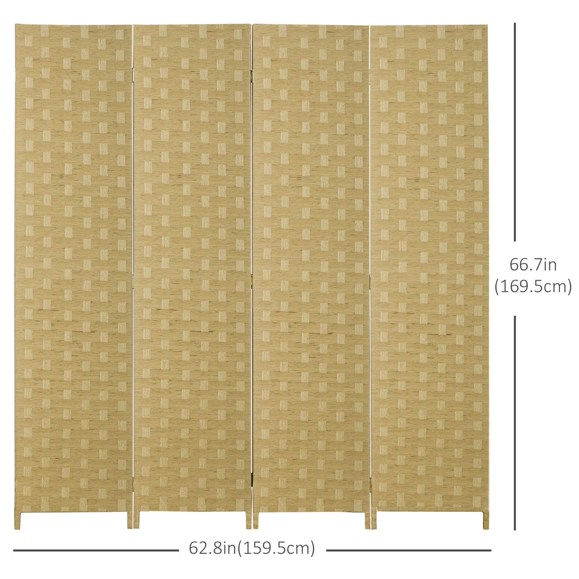 HOMCOM 5.6 Ft. Tall 4-Panel Room Divider, Paper Panel Freestanding Folding Privacy Screen Panels, Partition Wall Divider for Indoor Bedroom Office
