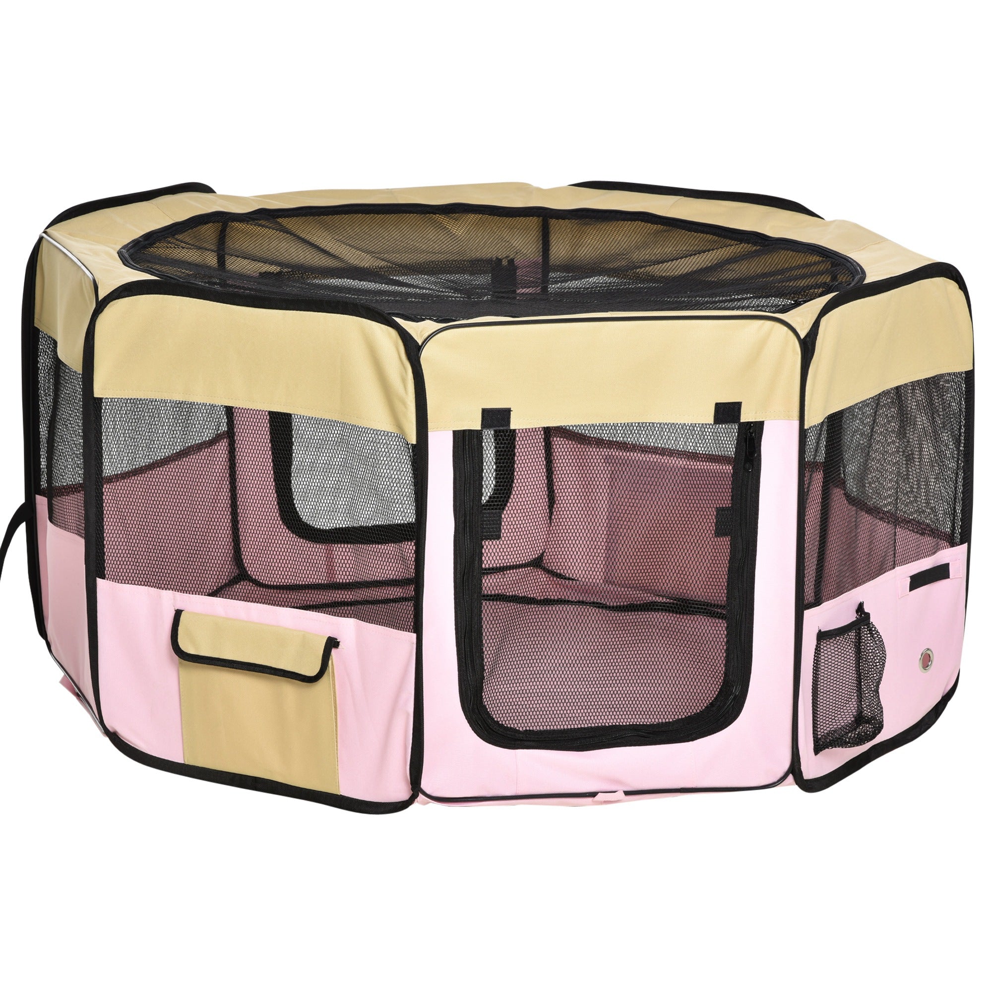 PawHut Fabric Pet Dog Cat Puppy Playpen, Rabbit Guinea Pig Play Pen Portable Foldable, Hexagon, M