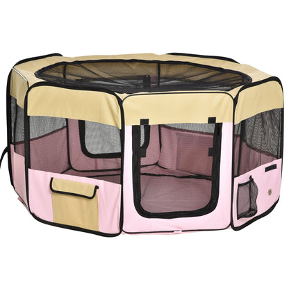 PawHut Fabric Pet Dog Cat Puppy Playpen, Rabbit Guinea Pig Play Pen Portable Foldable, Hexagon, M