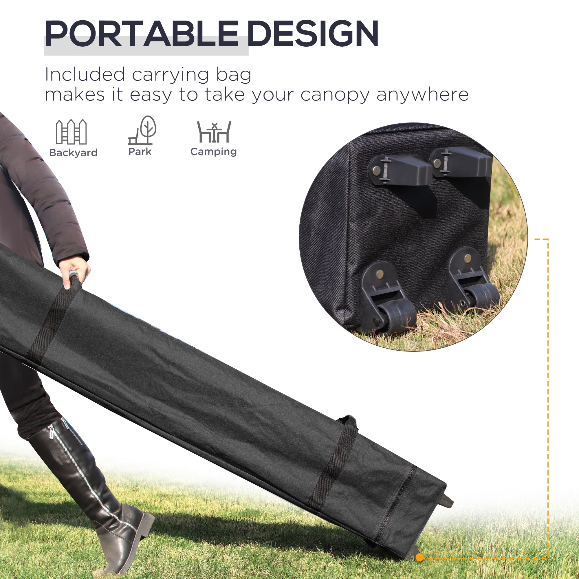 Outsunny 10' x 10' Pop Up Canopy Tent, Instant Sun Shelter, Tents for Parties, with Wheeled Carry Bag, for Outdoor, Garden, Patio, Beige