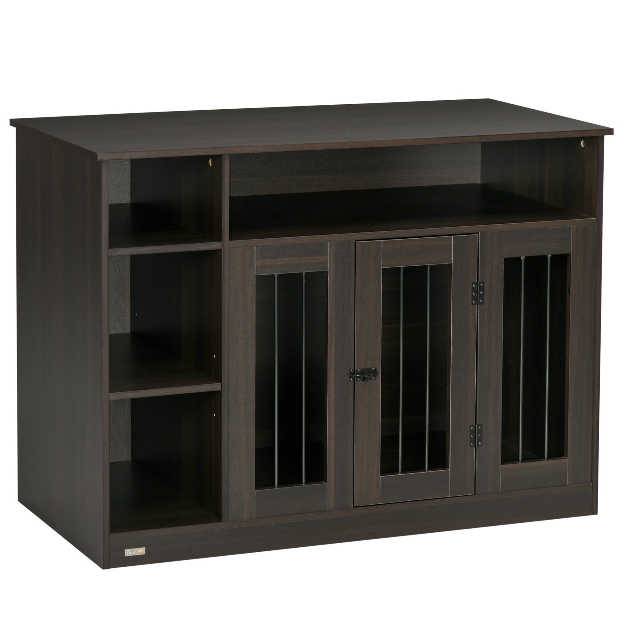 PawHut Dog Crate Furniture with Adjustable Shelf, Dog Kennel End Table, Indoor Pet Crate for Medium and Large Dogs, with Large Flat Surface, 47" x 23.5" x 35", Brown