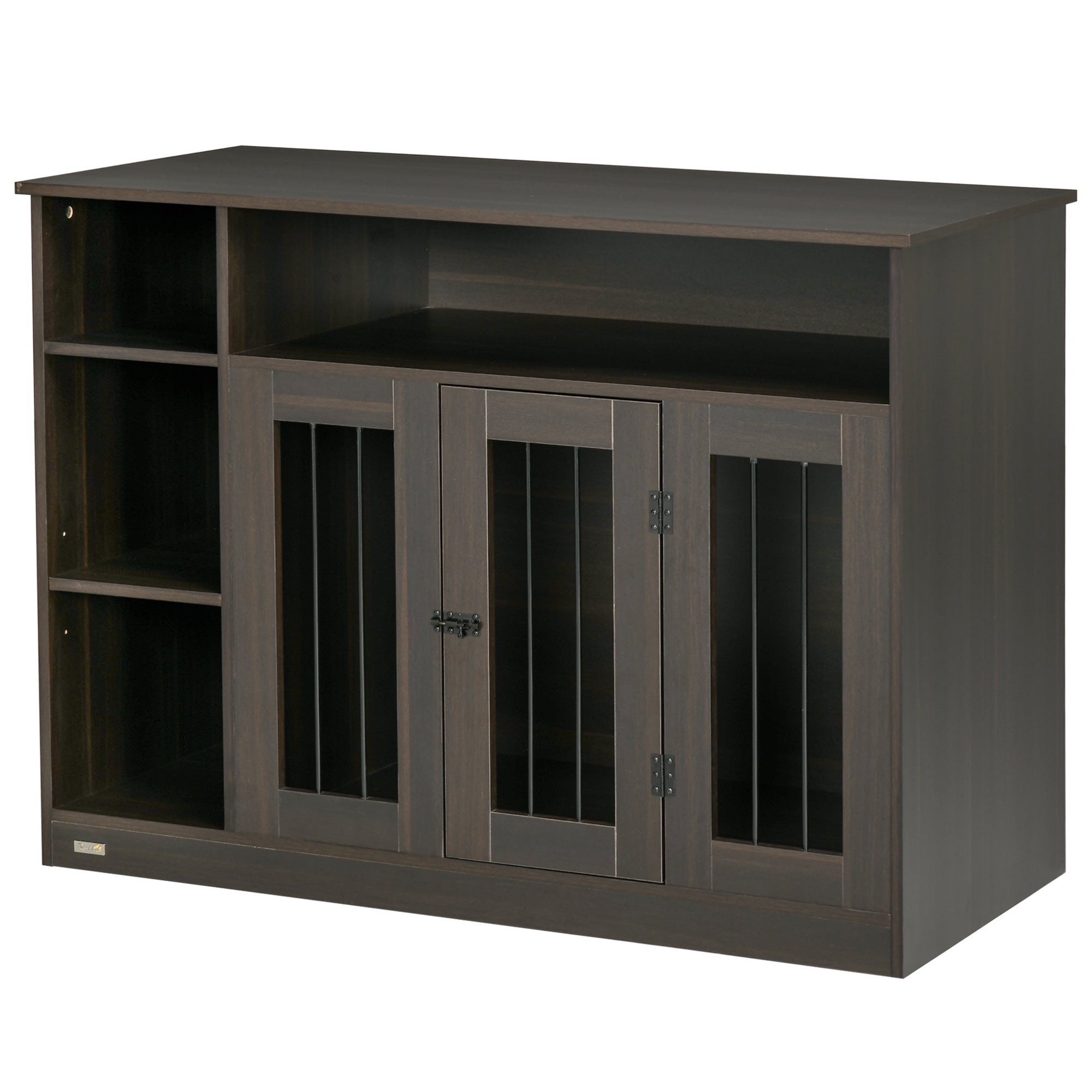 PawHut Dog Crate Furniture with Adjustable Shelf, Dog Kennel End Table, Indoor Pet Crate for Medium and Large Dogs, with Large Flat Surface, 47" x 23.5" x 35", Brown