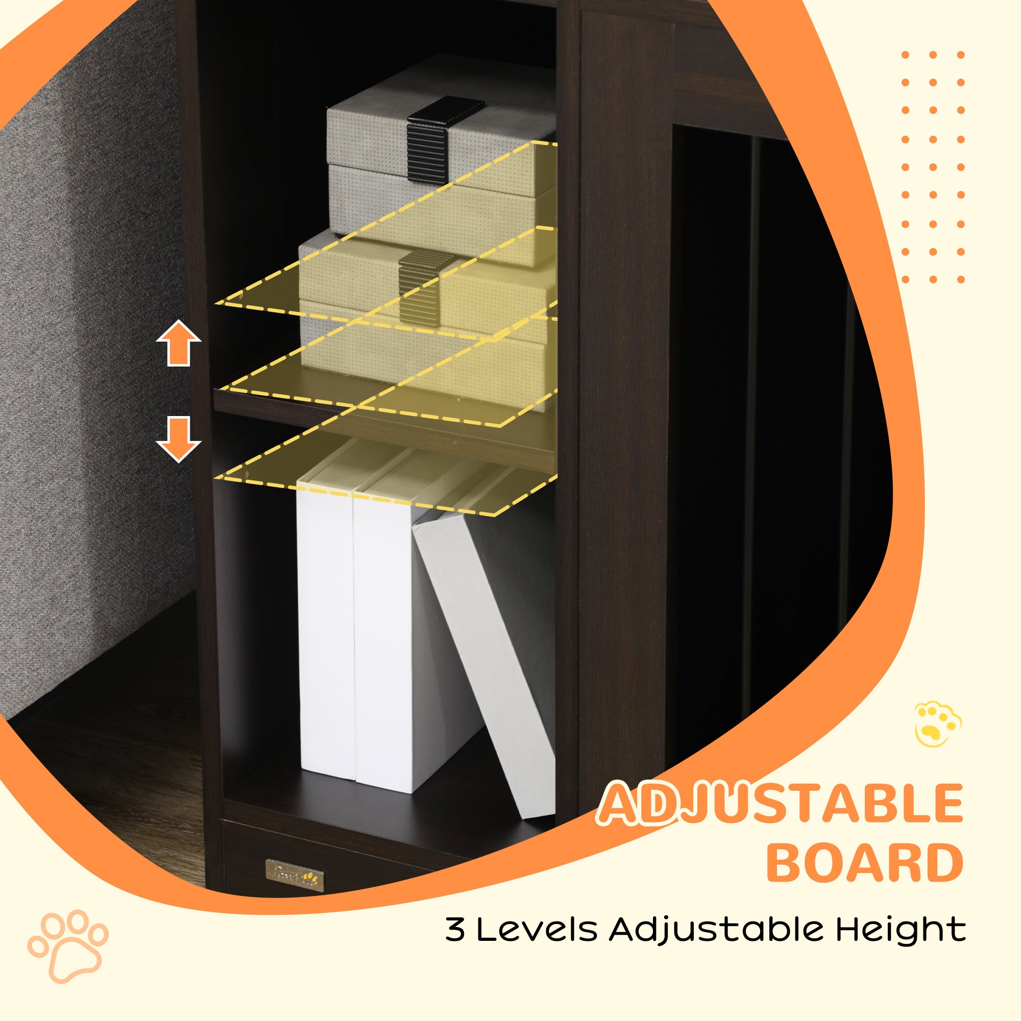 PawHut Dog Crate Furniture with Adjustable Shelf, Dog Kennel End Table, Indoor Pet Crate for Medium and Large Dogs, with Large Flat Surface, 47" x 23.5" x 35", Brown