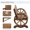 Outsunny Wooden Wagon Wheel Bench Rustic Design 2 Seater Garden Outdoor Chair High Back Loveseat