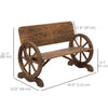 Outsunny Wooden Wagon Wheel Bench Rustic Design 2 Seater Garden Outdoor Chair High Back Loveseat