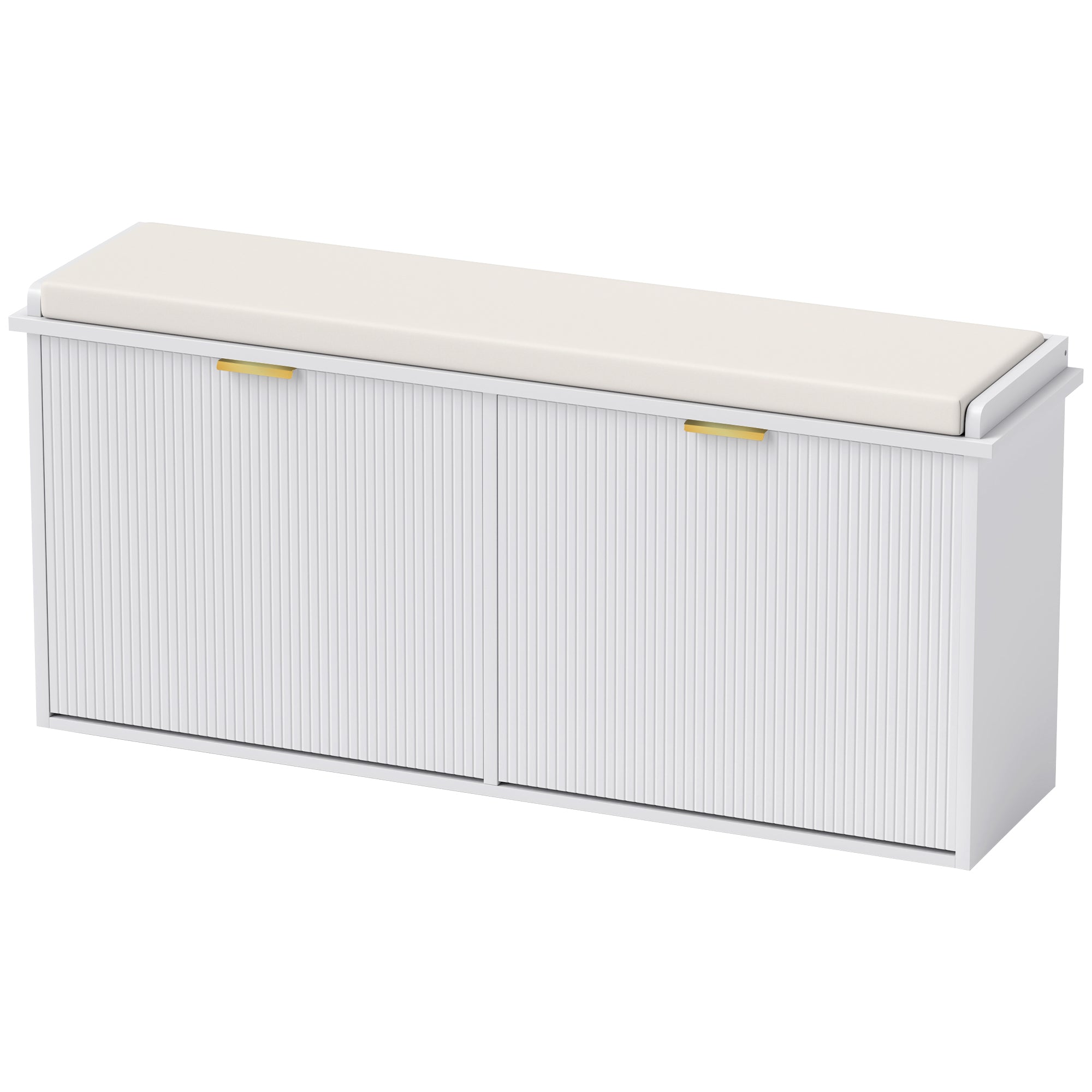 HOMCOM Shoe Bench with Padded Seat Cushion and 2 Flip-Drawers, Entryway Bench Holds up to 529lb, Shoe Organizer for 10 Pairs of Shoes, 40.9x10.2x18.7 Inches, White