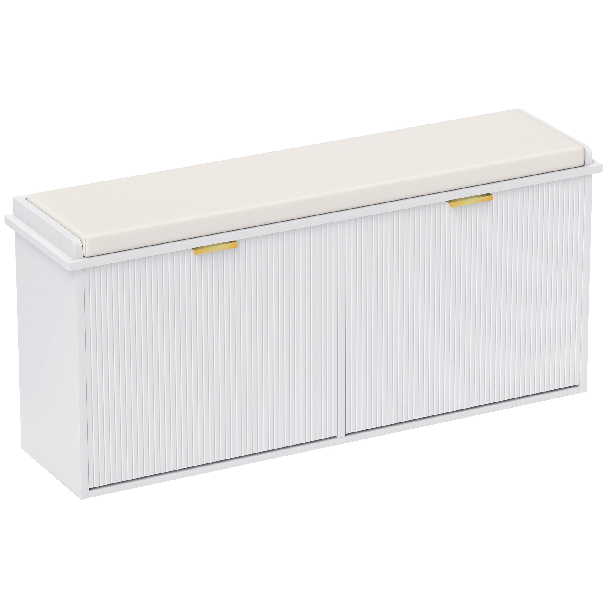 HOMCOM Shoe Bench with Padded Seat Cushion and 2 Flip-Drawers, Entryway Bench Holds up to 529lb, Shoe Organizer for 10 Pairs of Shoes, 40.9x10.2x18.7 Inches, White