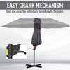 Outsunny 9' x 14' Outdoor Patio Umbrella Offset Cantilever Umbrella with Twin Canopy Sunshade Umbrella with Lift Crank Grey