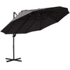 Outsunny 9' x 14' Outdoor Patio Umbrella Offset Cantilever Umbrella with Twin Canopy Sunshade Umbrella with Lift Crank Grey