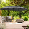 Outsunny 9' x 14' Outdoor Patio Umbrella Offset Cantilever Umbrella with Twin Canopy Sunshade Umbrella with Lift Crank Grey