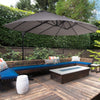 Outsunny 9' x 14' Outdoor Patio Umbrella Offset Cantilever Umbrella with Twin Canopy Sunshade Umbrella with Lift Crank Grey