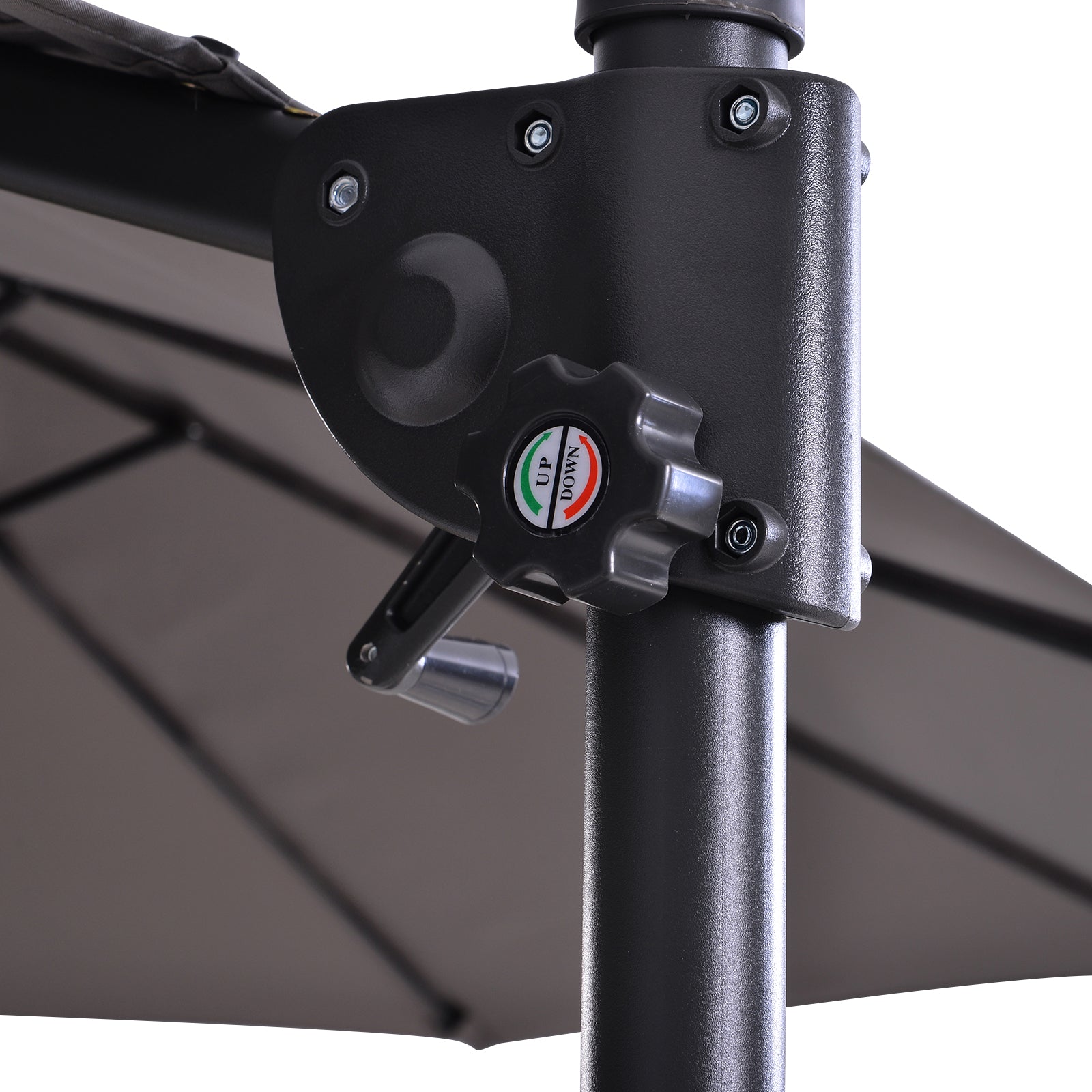 Outsunny 9' x 14' Outdoor Patio Umbrella Offset Cantilever Umbrella with Twin Canopy Sunshade Umbrella with Lift Crank Grey