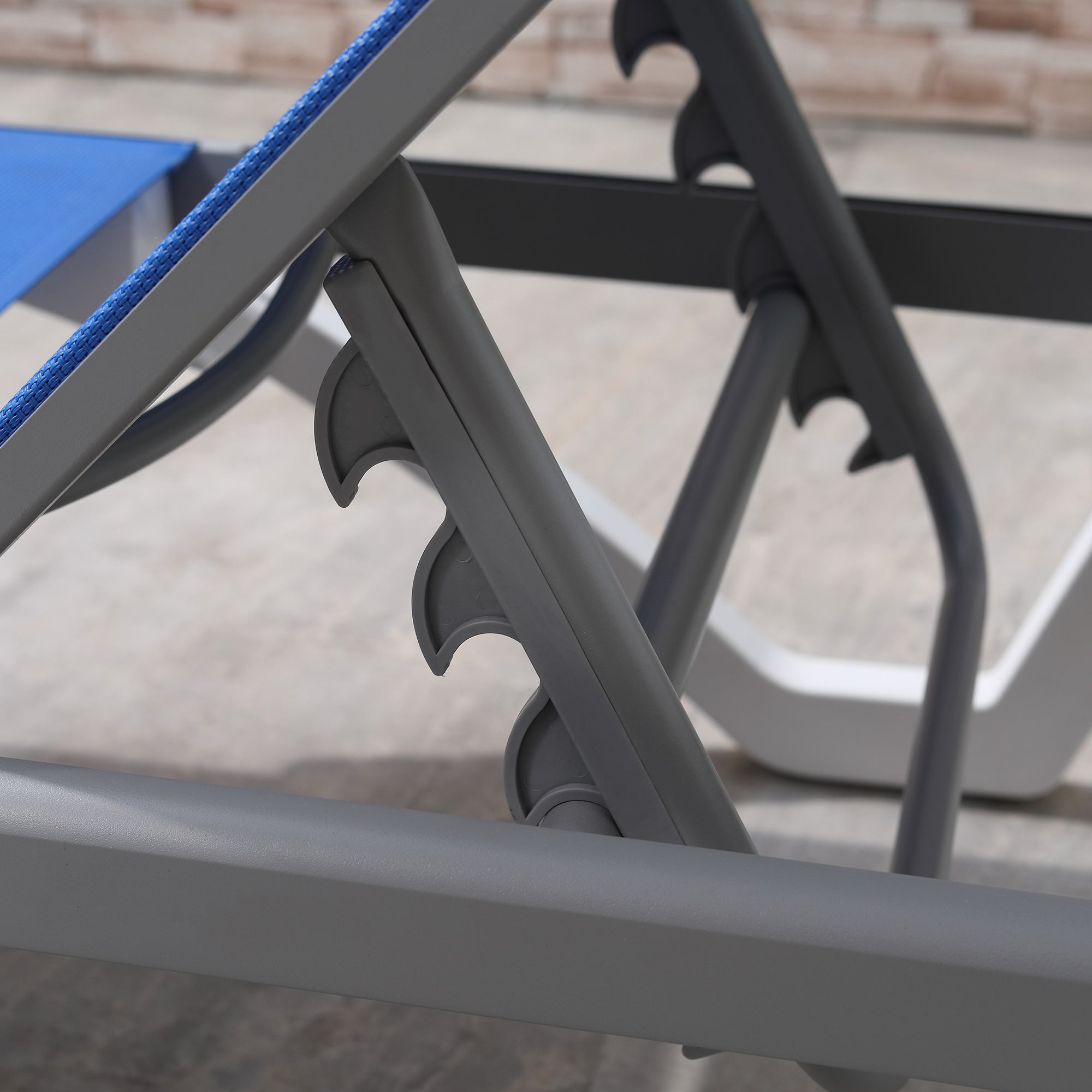 Outsunny Outdoor Chaise Lounge Chair, Patio Aluminum Tanning Chair with 5-Level Adjustable Back, Portable Wheels, Breathable Mesh Fabric, for Pool, Deck,  Garden, Blue