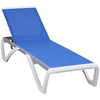 Outsunny Outdoor Chaise Lounge Chair, Patio Aluminum Tanning Chair with 5-Level Adjustable Back, Portable Wheels, Breathable Mesh Fabric, for Pool, Deck,  Garden, Blue