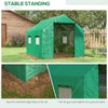 Outsunny 6.6' x 10' x 6.6' Tunnel Greenhouse with Roll-up Door and Mesh Windows, Walk-in Green House with PE Cover and Steel Frame, Garden Plants Growing Warm House Tent, Green