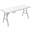 Outsunny 6ft Folding Table, Portable Plastic Camping Table with Carrying Handle, Outdoor Indoor Picnic Table for Camping, Picnic, Party, BBQ, White