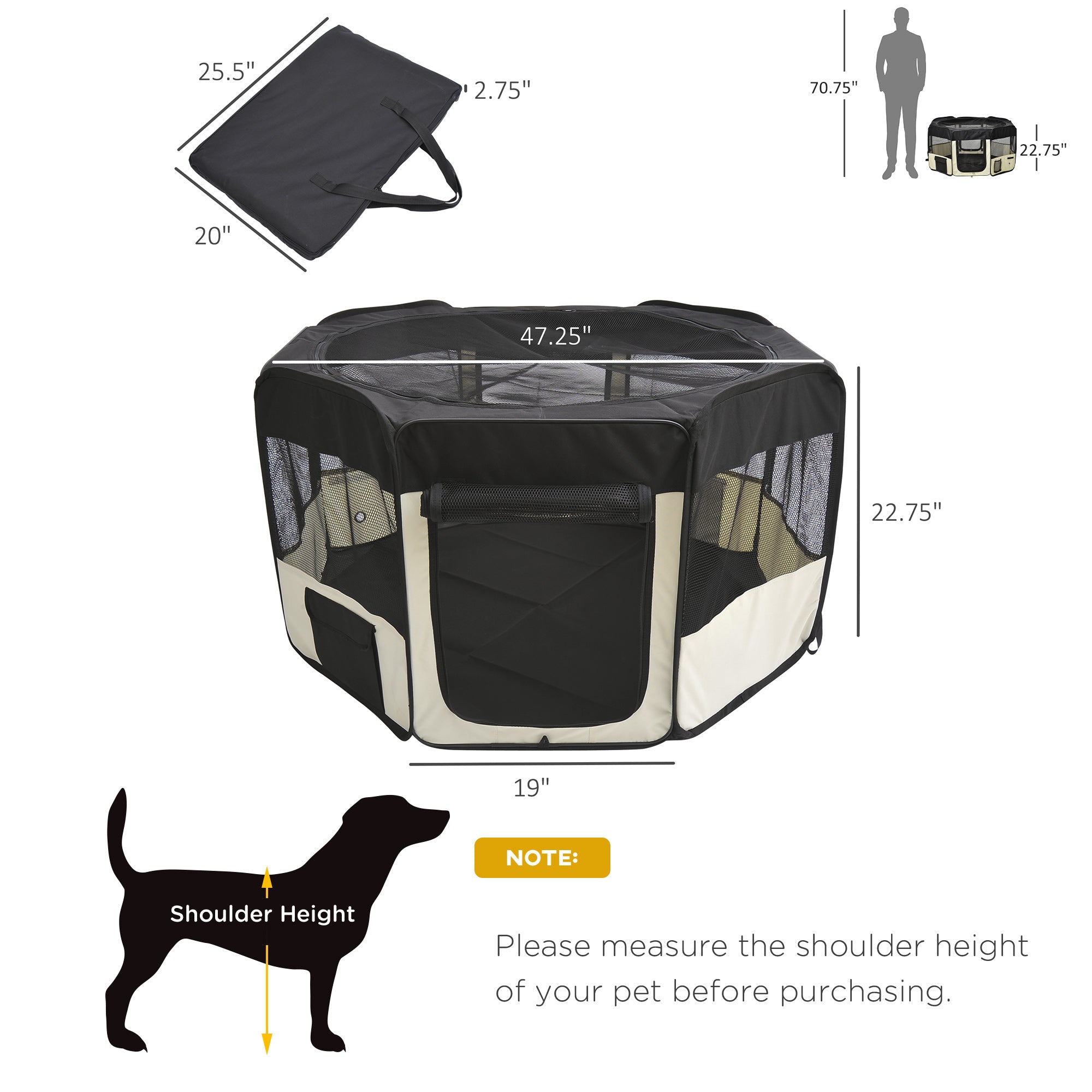 PawHut Fabric Pet Dog Cat Puppy Playpen, Rabbit Guinea Pig Play Pen Portable Foldable, Octagon, M