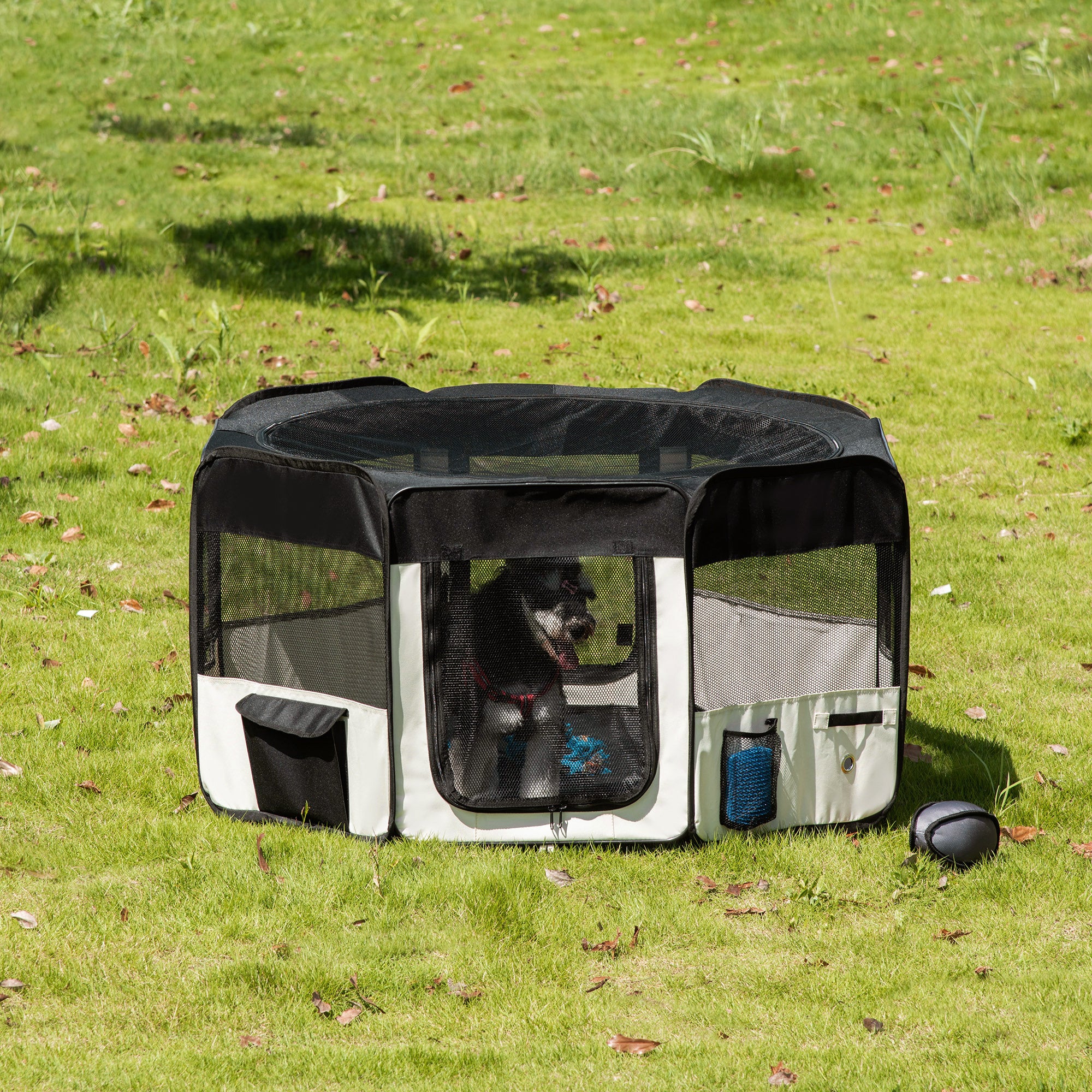 PawHut Fabric Pet Dog Cat Puppy Playpen, Rabbit Guinea Pig Play Pen Portable Foldable, Octagon, M