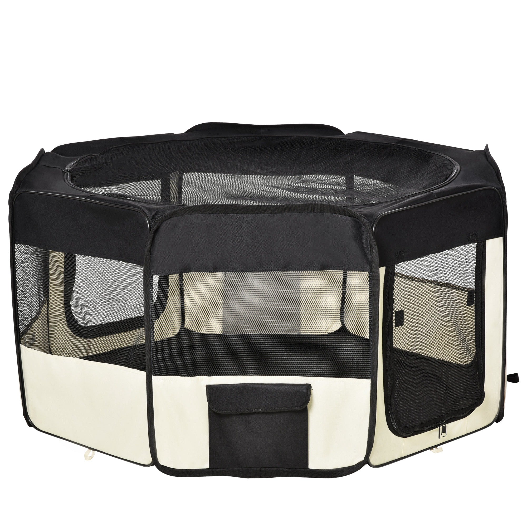 PawHut Fabric Pet Dog Cat Puppy Playpen, Rabbit Guinea Pig Play Pen Portable Foldable, Octagon, M