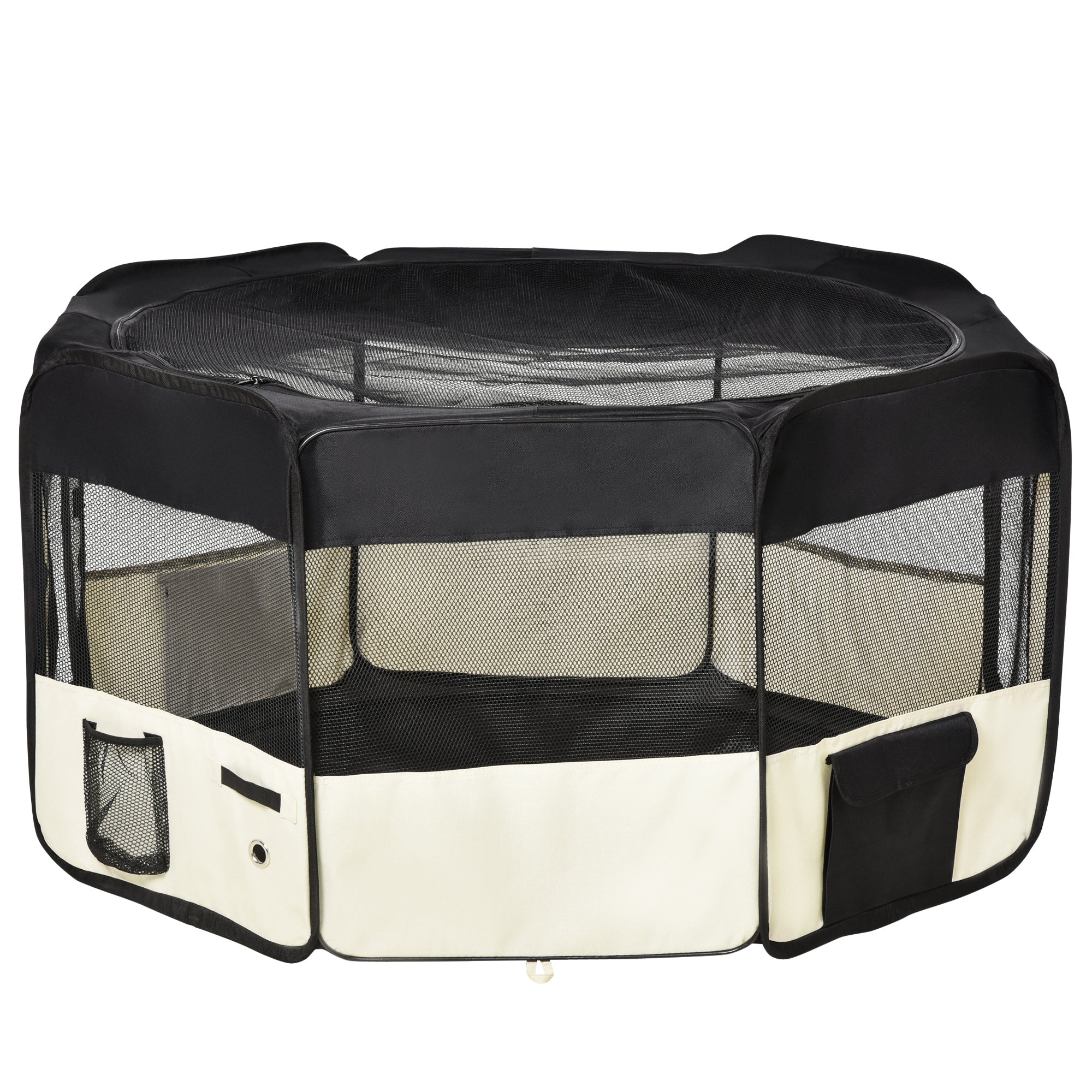 PawHut Fabric Pet Dog Cat Puppy Playpen, Rabbit Guinea Pig Play Pen Portable Foldable, Octagon, M
