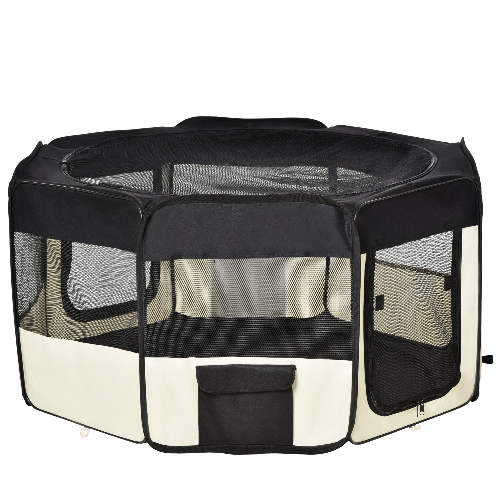 PawHut Fabric Pet Dog Cat Puppy Playpen, Rabbit Guinea Pig Play Pen Portable Foldable, Octagon, M