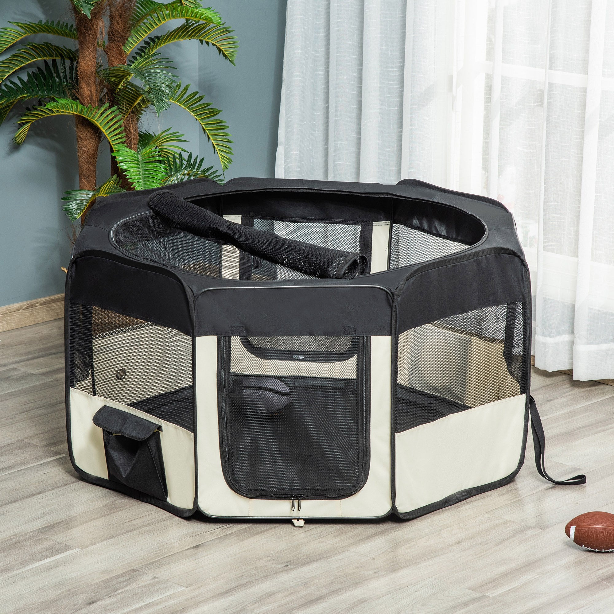 PawHut Fabric Pet Dog Cat Puppy Playpen, Rabbit Guinea Pig Play Pen Portable Foldable, Octagon, M